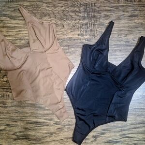 SHEIN Women's Bodysuit in Black and Tan